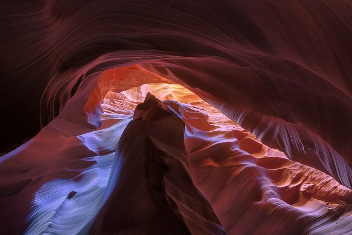 Antelope Canyon rock formations with sunlight