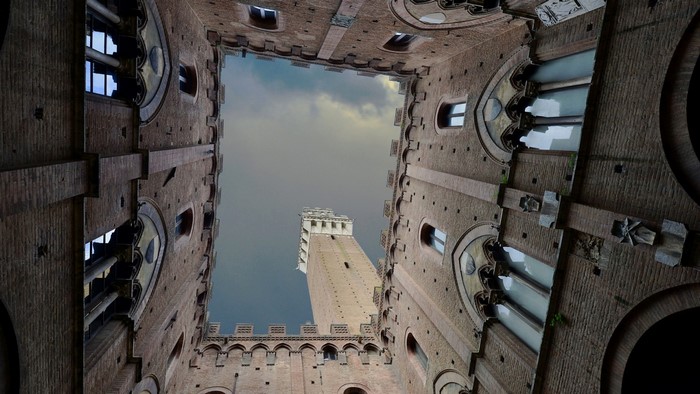 Tower of Siena, Italy, Worm's Eye View