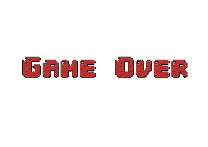 Pixelated "GAME OVER" text in red