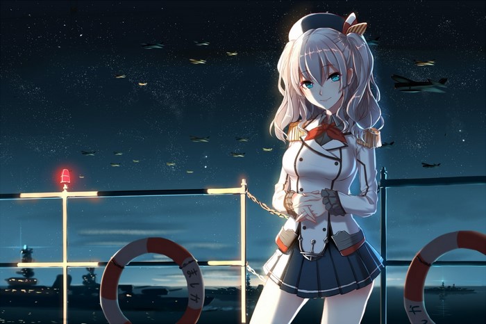 Kashima from Kantai Collection on a ship at night