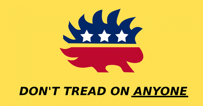 Libertarian Party logo with "Don't Tread on Anyone" text