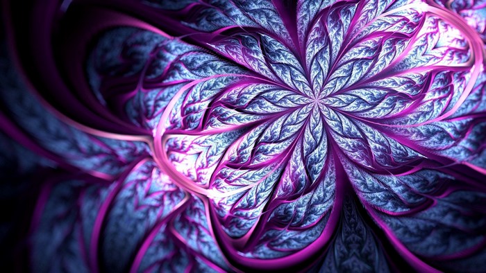 Purple and blue fractal flower pattern