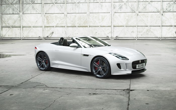 White Jaguar F-Type Convertible Sports Car