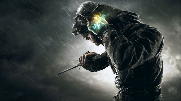 Corvo Attano from Dishonored in the rain
