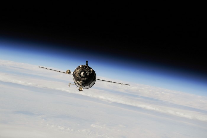 Soyuz spacecraft orbiting Earth