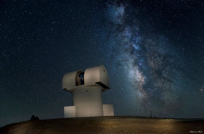 Observatory under the Milky Way at night