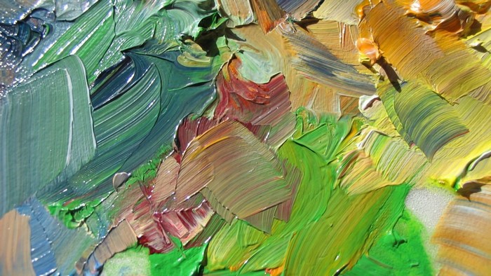 Abstract oil painting with thick impasto brushstrokes