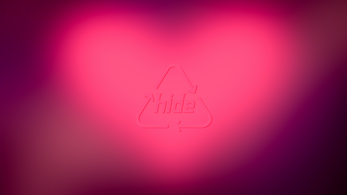 Pink heart shape with the word Hide inside