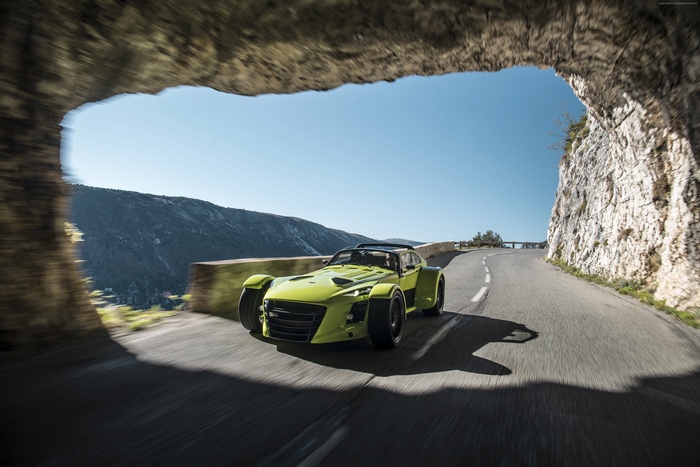Donkervoort D8 GTO-RS sport car on a mountain road