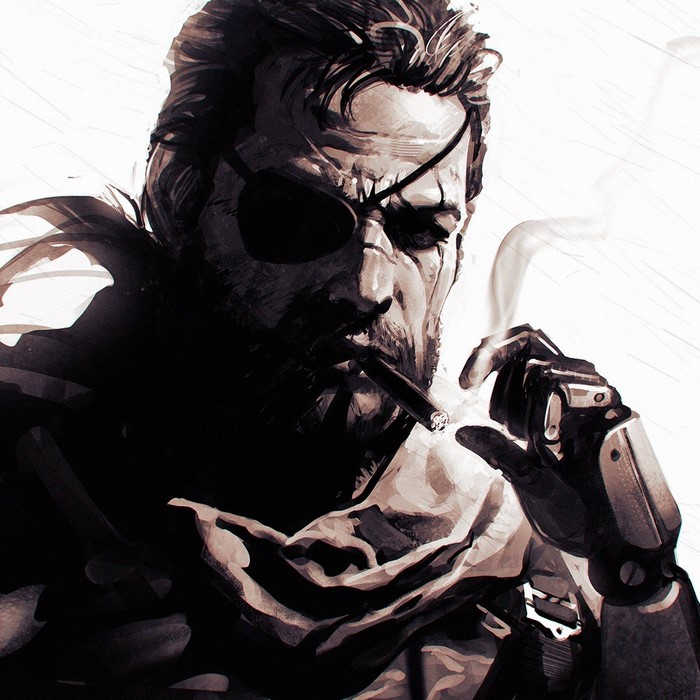 face, drawing, illustration, monochrome, anime, cartoon, Metal Gear ...