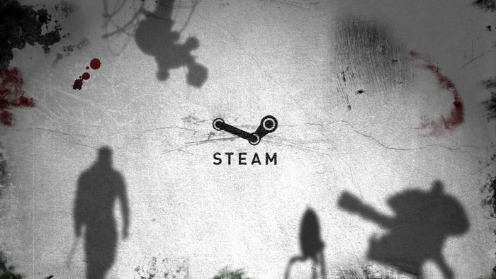 Steam logo with shadows of game characters