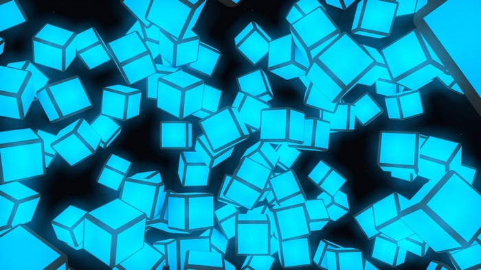 Abstract glowing blue cubes pattern