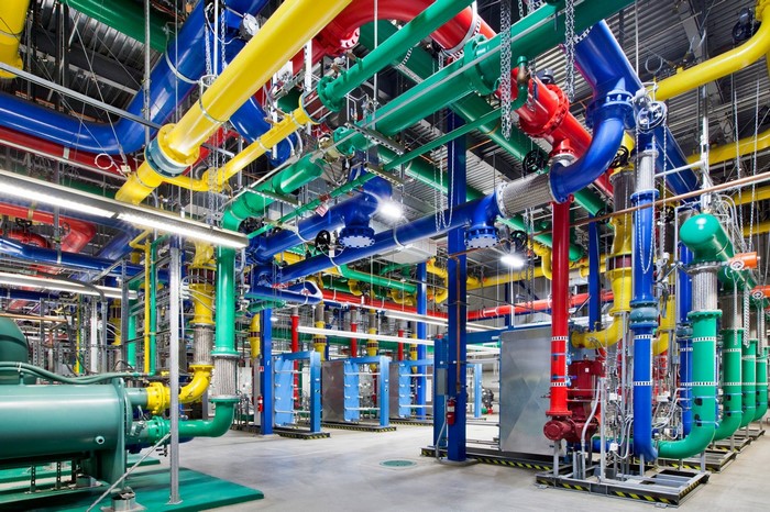 Google Data Center Cooling System with Colorful Pipes