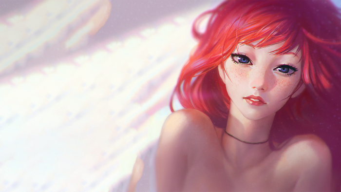 Digital Portrait of Redhead Woman by Ilya Kuvshinov