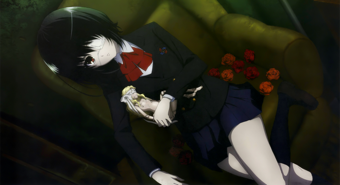 Misaki Mei from Another holding a doll