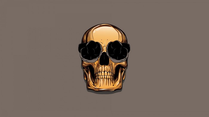 Golden skull with black eyes