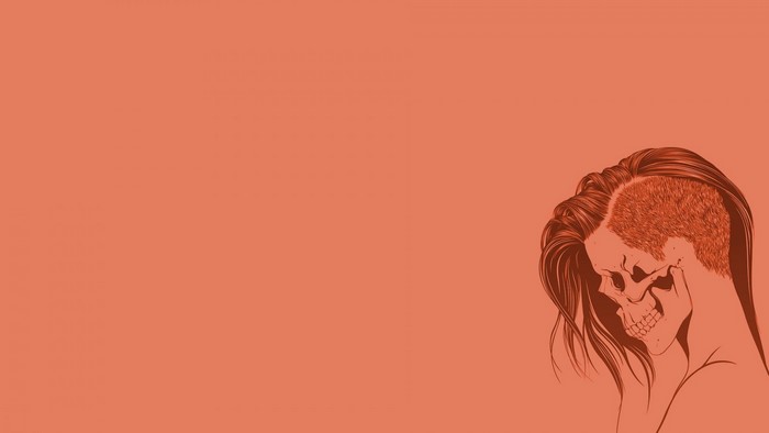 Illustration of a skull with shaved hair