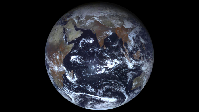 Earth from space showing continents and clouds