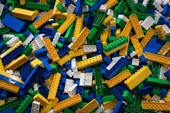 Pile of colorful LEGO bricks