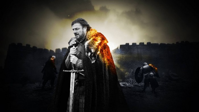 Ned Stark from Game of Thrones on a battlefield