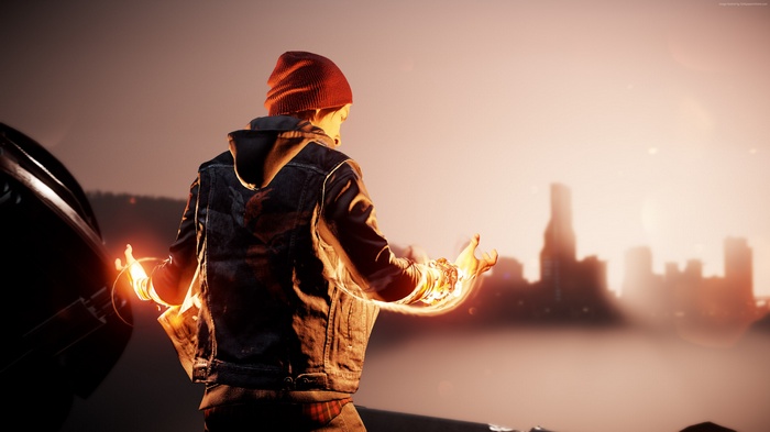 Delsin Rowe from Infamous: Second Son with neon powers
