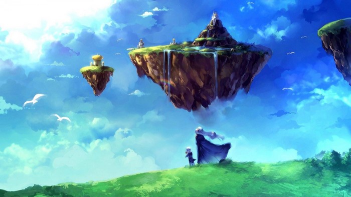 Janus and Schala Zeal from Chrono Trigger on floating islands