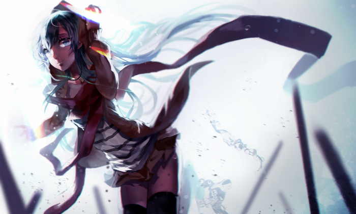 Anime girl with flowing hair and scarf