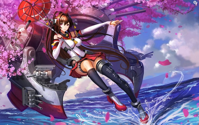 Yamato from Kantai Collection with Cherry Blossoms