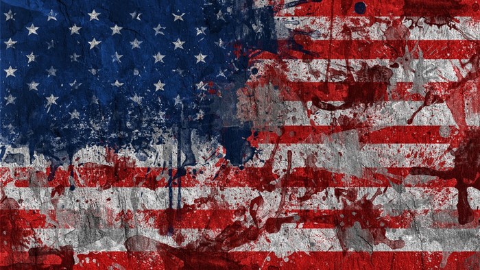 Distressed American Flag Painting with Splatters
