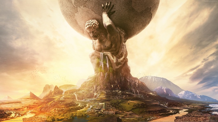 Atlas holding the world in Sid Meier's Civilization VI