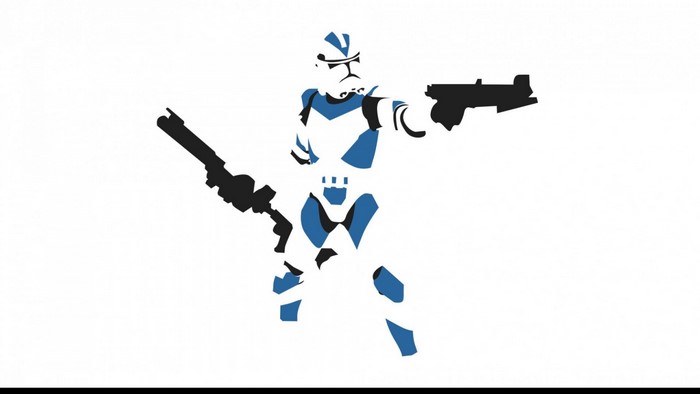 Clone Trooper from Star Wars with two blasters
