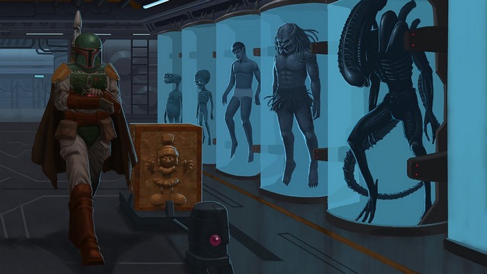 Boba Fett in Alien and Predator Creature Display