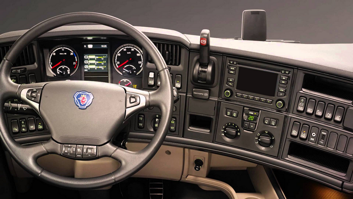 Scania Truck Interior Dashboard and Steering Wheel