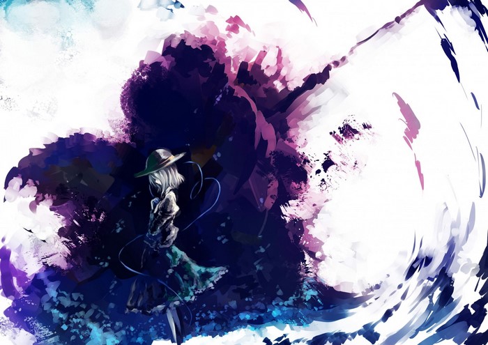 Komeiji Koishi from Touhou with abstract background