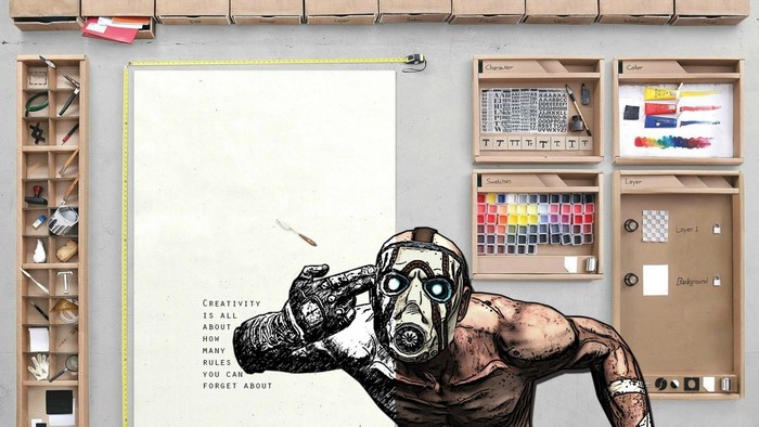 Borderlands Psycho with art supplies