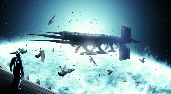 Isaac Clarke from Dead Space 3 in space