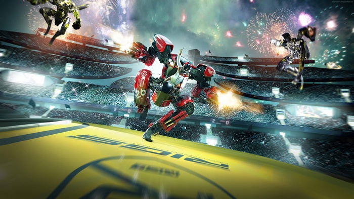 RIGS: Mechanized Combat League robots in stadium