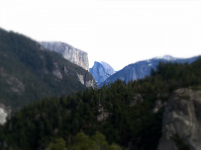 Yosemite National Park landscape with Half Dome mountain