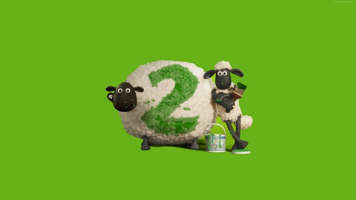 Shaun the Sheep painting the number 2