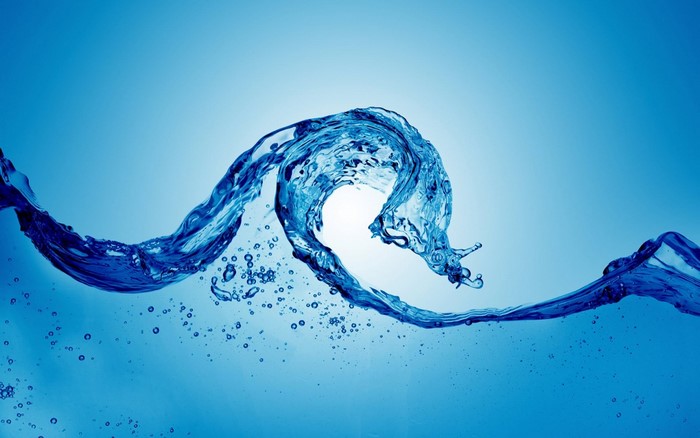Abstract blue water wave with bubbles