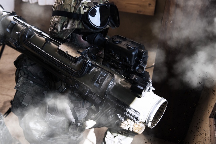 Swedish Army soldier with Carl Gustaf M4 recoilless rifle