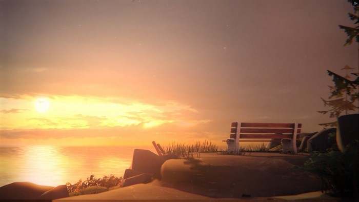 Bench overlooking the sea at sunset