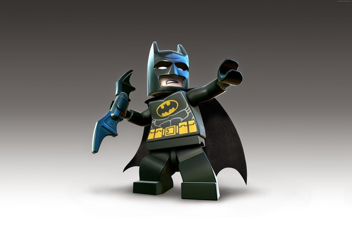 LEGO Batman holding a Batarang