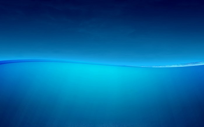 Underwater scene with sunlight filtering through the water