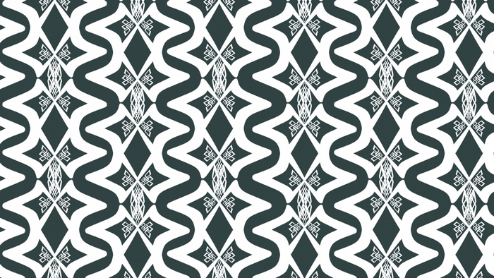 Monochrome abstract pattern with geometric shapes and wavy lines