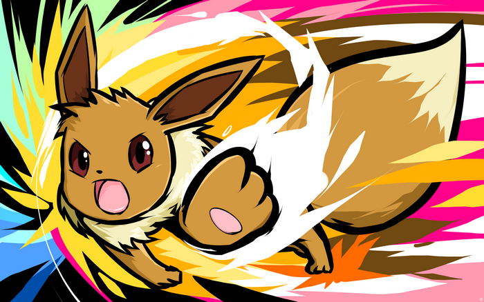 Eevee from Pokemon in dynamic anime illustration