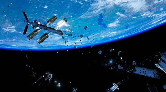 Adr1ft space station debris over Earth