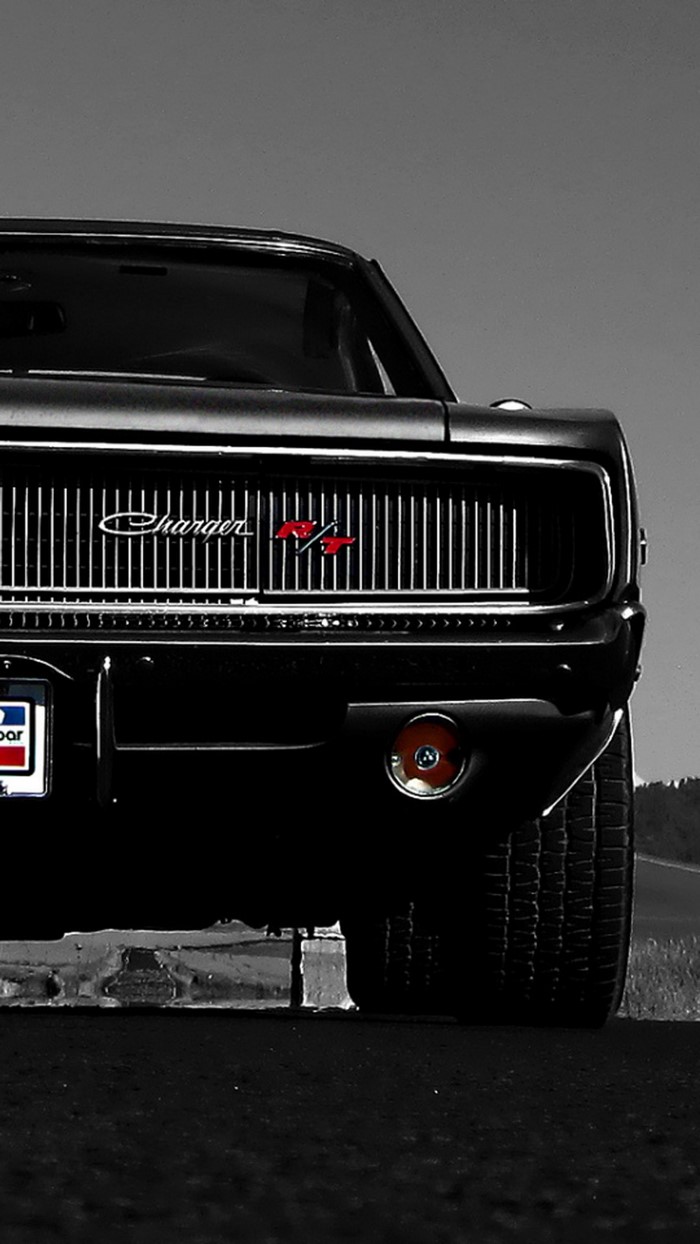 Black Dodge Charger R/T Muscle Car Front View