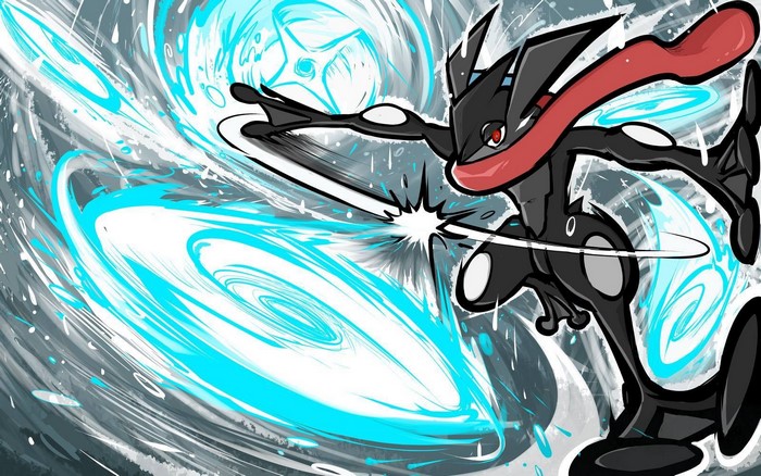 Greninja Using Water Attack in Dynamic Battle Pose