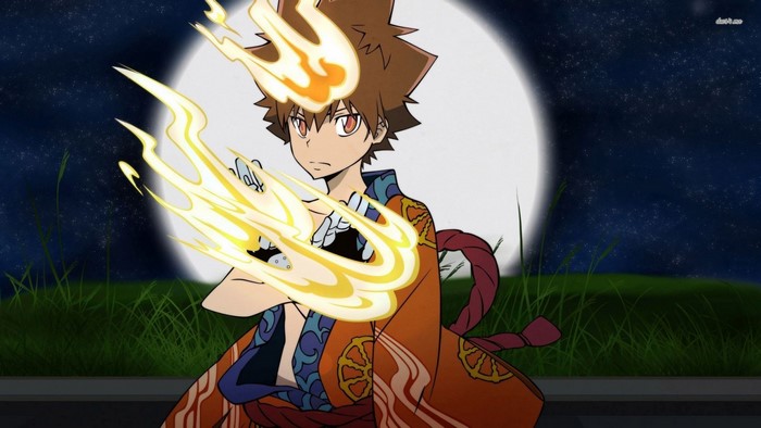 Sawada Tsunayoshi from Katekyo Hitman Reborn with flames